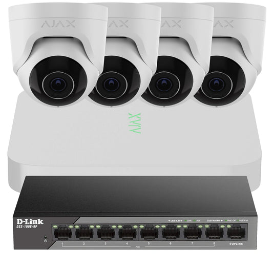 AJAX TVO KIT 2, 8 KANAL NVR, 4 TURRET